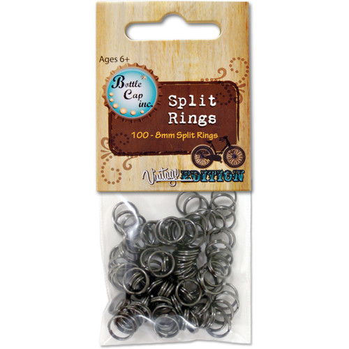 5 Pack - BCI Crafts Vintage Split Rings 8mm 100/Pkg-Black - SRBLK - 609465591728