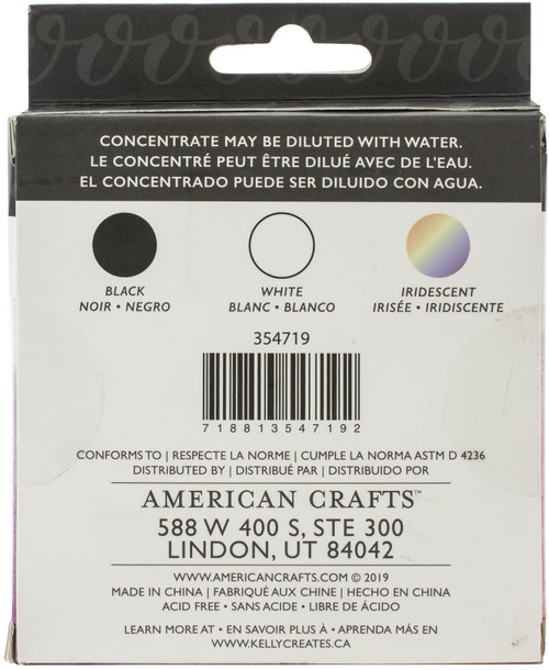 Kelly Creates Liquid Watercolor Set 3/Pkg-Black, White & Iridescent - 354719 Kelly Creates Liquid Watercolor Set 3/Pkg-Black, White & Iridescent - 354719