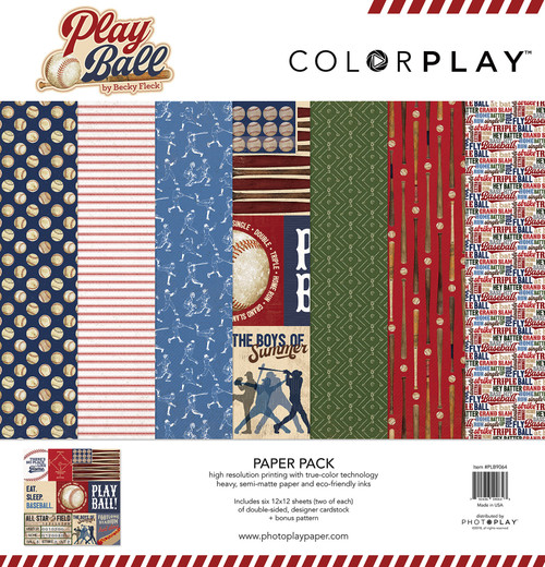 2 Pack ColorPlay Collection Pack 12"X12"-Play Ball, 6 Designs/2 Each + Bonus PLB9064 - 792436590643
