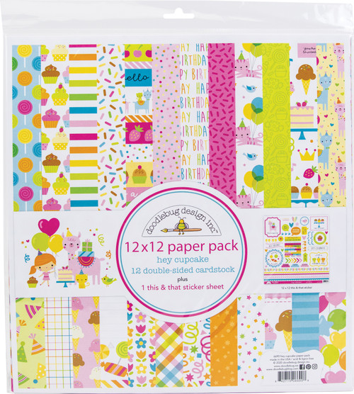 Doodlebug Double-Sided Paper Pack 12"X12" 12/Pkg-Hey Cupcake HC6690 - 842715066908