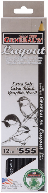 2 Pack General's Layout Graphite Drawing Pencils 12/Pkg-6B 555GP - 044974005555