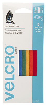 6 Pack - VELCRO(R) Brand ONE-WRAP(R) Ties 8"X.5" 5/Pkg-Multicolor - 90438 - 075967904388