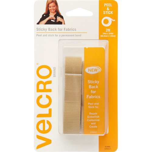 6 Pack VELCRO(R) Brand STICKY BACK For Fabric Tape .75"X24"-Beige -91886 - 075967918866