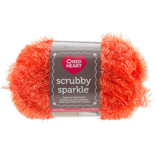 3 Pack - Red Heart Scrubby Sparkle Yarn-Orange - E851-8260 - 073650013713