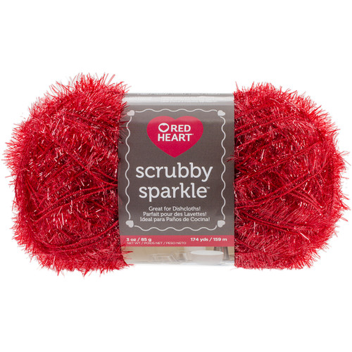 3 Pack Red Heart Scrubby Sparkle Yarn-Strawberry E851-8929 - 073650013720