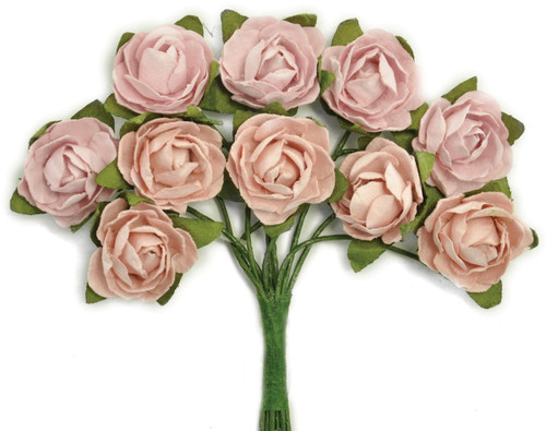 3 Pack Kaisercraft Mini Paper Blooms Flowers W/Wire Stem 10/Pkg-Dusty Pink, .5" F658 - 883416026587