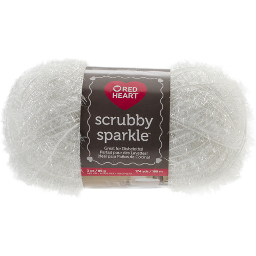 3 Pack - Red Heart Scrubby Sparkle Yarn-Marshmallow - E851-8001 - 073650013324