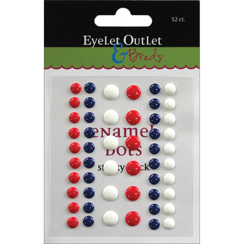 3 Pack Eyelet Outlet Adhesive-Back Enamel Dots 52/Pkg-Red/White/Blue EN52-E11A - 810787021521