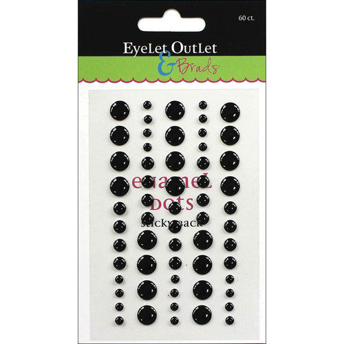 3 Pack - Eyelet Outlet Adhesive-Back Enamel Dot 60/Pkg-Black - EN60-E8E - 810787021767