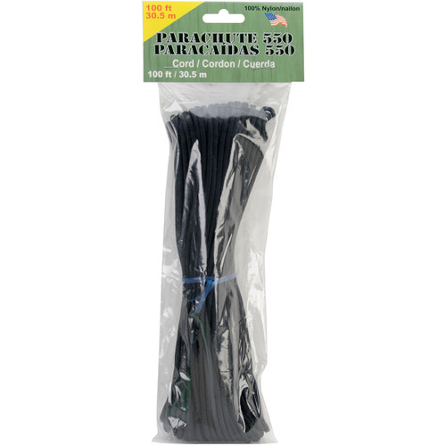 2 Pack - Pepperell Parachute Cord 4mmx100'-Black - PARA550-10024 - 725879307158