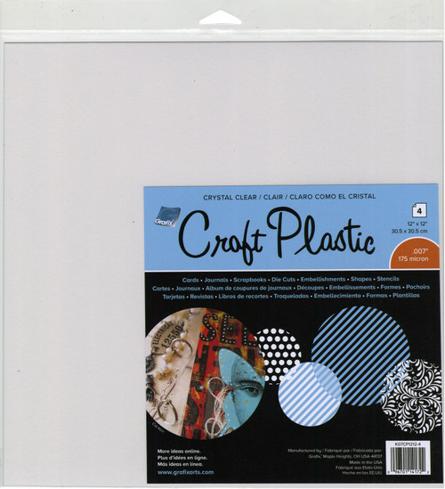 3 Pack Grafix Craft Plastic Sheets 12"X12" 4/Pkg-Clear .007 K07CP124 - 096701141722