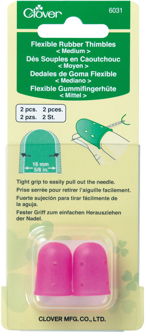 3 Pack - Clover Flexible Rubber Thimble-Medium - 6031 - 051221760310
