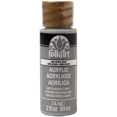 6 Pack FolkArt Acrylic Paint 2oz-Steel Gray FA-2561 - 028995025617