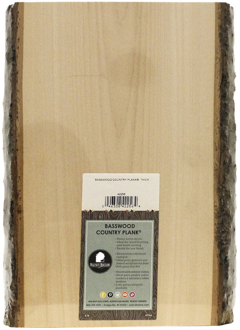 Walnut Hollow Basswood Country Plank-9-11"X13"X1.63" WH42256 - 046308422564