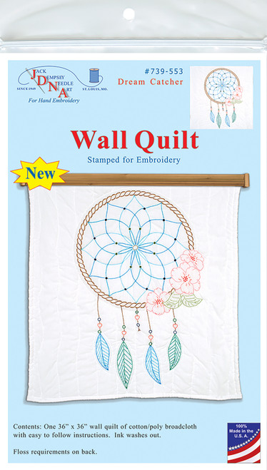 2 Pack Jack Dempsey Stamped White Wall Or Lap Quilt 36"X36"-Dream Catcher 739 553 - 013155705539