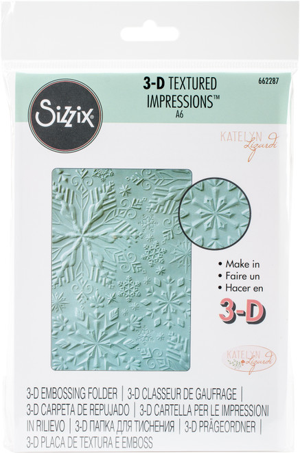 2 Pack Sizzix Textured Impressions Embossing Folder-Katelyn Lizardi-Winter Snowflakes 662287 - 630454241041