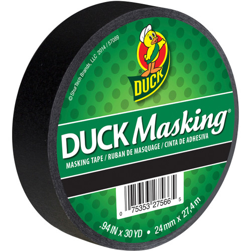 6 Pack Duck Masking Tape .94"X30yd-Black DMT10-40877 - 075353275665