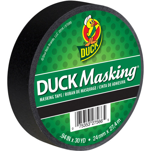 6 Pack Duck Masking Tape .94"X30yd-Black -DMT10-40877 - 075353275665