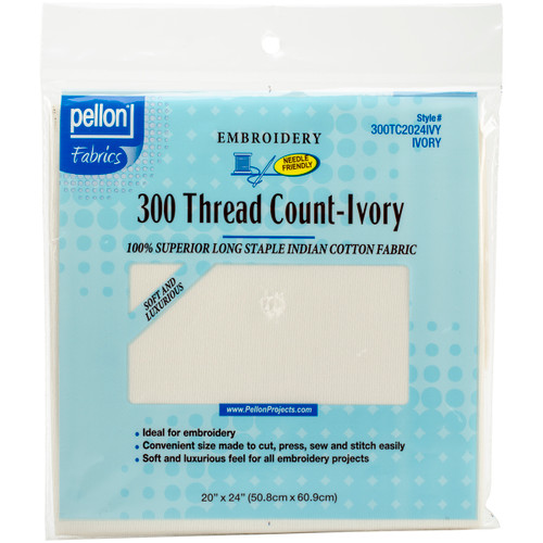3 Pack - Pellon 300 Thread Count Cotton Fabric For Embroidery-Ivory 20"X24" - 2024IVY - 075269020274