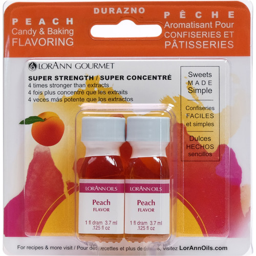 6 Pack LorAnn Candy & Baking Flavoring .125oz 2/Pkg-Peach FLAVOR-450 - 023535450041