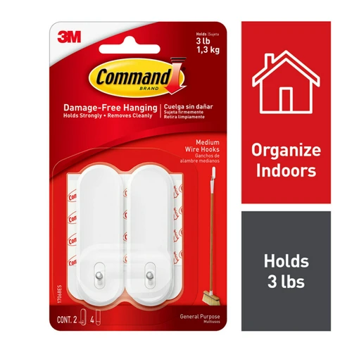 3 Pack - Command Medium Wire Hooks-White - 17068ES