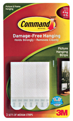 3 Pack - Command Medium Picture Hanging Strips-White 3 Sets/Pkg - 17201 - 051131809741