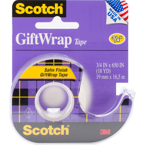 6 Pack Scotch Gift Wrap Tape .75"x65"-Satin Finish -15-3M - 051131657731