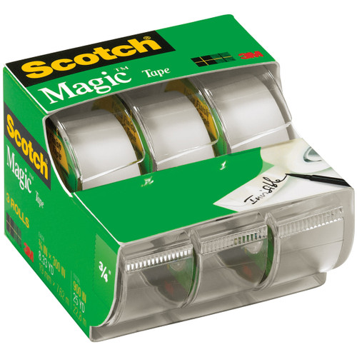 3 Pack Scotch Magic Tape-.75"X300" 3/Pkg -3105-3M - 051131576346