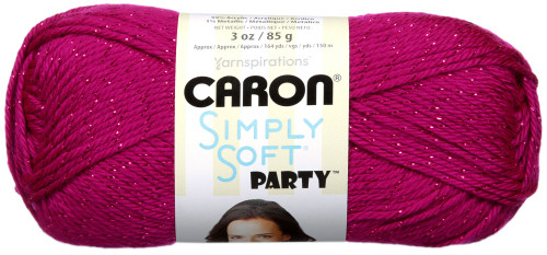 3 Pack - Caron Simply Soft Party Yarn-Fuchsia Sparkle - H97PAR-2 - 035613140027