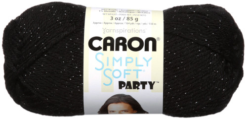 3 Pack - Caron Simply Soft Party Yarn-Black Sparkle - H97PAR-7 - 035613140072