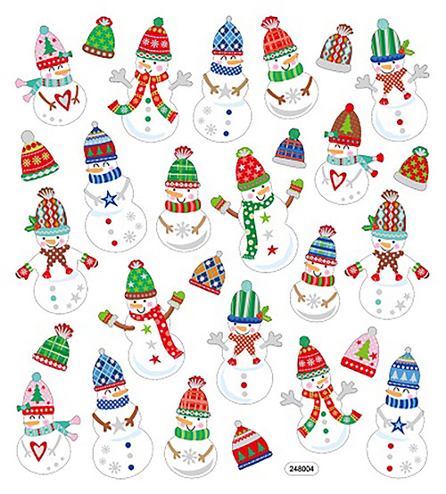 6 Pack Sticker King Stickers-Snowmen W/Hats SK129MC-1516