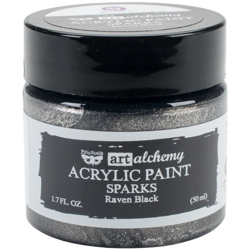 3 Pack Finnabair Art Alchemy Sparks Acrylic Paint 1.7 Fluid Ounces-Raven Black AASAP-64146 - 655350964146