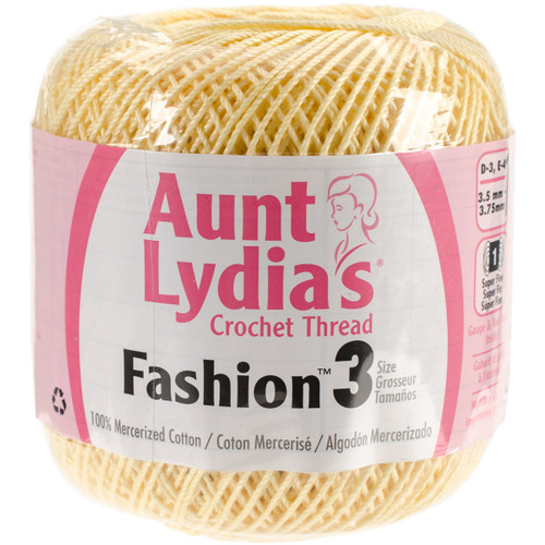 3 Pack Aunt Lydia's Fashion Crochet Thread Size 3-Maize 182-423 - 073650792120