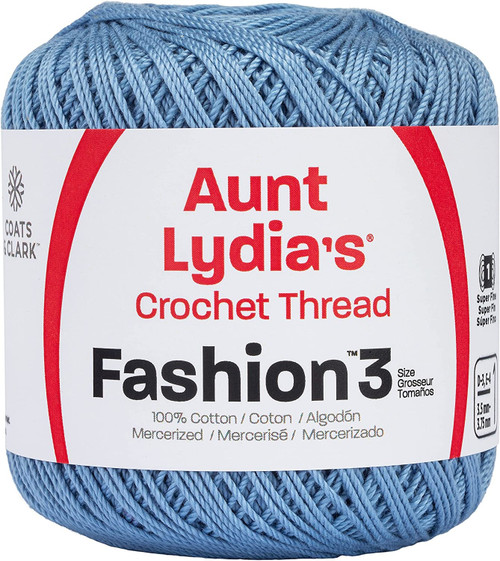 3 Pack - Aunt Lydia's Fashion Crochet Thread Size 3-Warm Blue - 182-175 - 073650792090