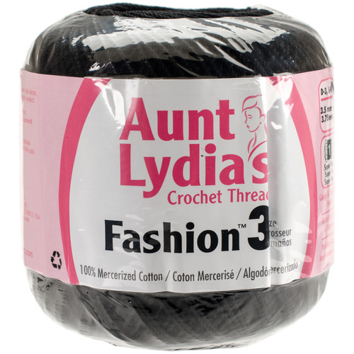 3 Pack Aunt Lydia's Fashion Crochet Thread Size 3-Black 182-12