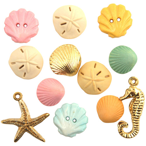6 Pack - Buttons Galore Button Theme Pack-Beach Treasures - BTP-4246
