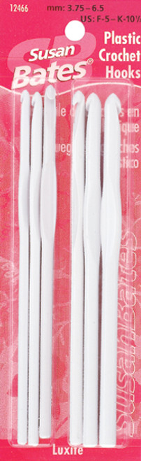 6 Pack - Susan Bates Luxite Plastic Crochet Hook Set-Sizes F5 To K10.5 - 12466 - 077216008564 6 Pack - Susan Bates Luxite Plastic Crochet Hook Set-Sizes F5 To K10.5 - 12466 - 077216008564