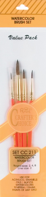 3 Pack - Crafter's Choice Watercolor Brush Set 4/Pkg- - CC211 - 090672332110