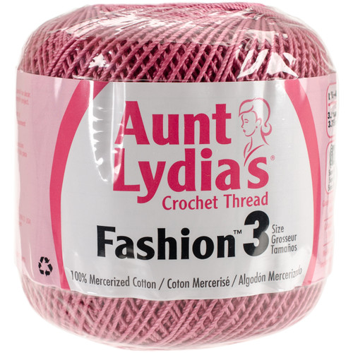 3 Pack - Aunt Lydia's Fashion Crochet Thread Size 3-Warm Rose - 182-775 - 073650767425
