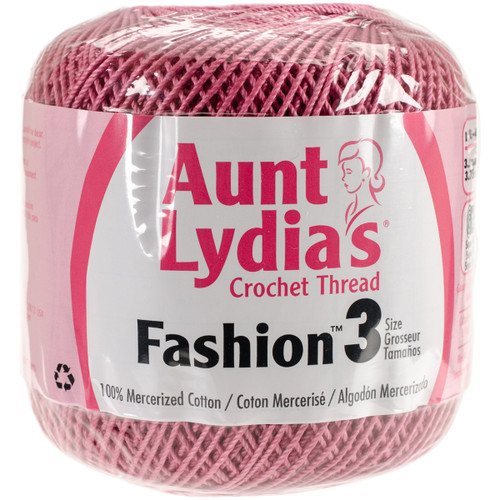 3 Pack Aunt Lydia's Fashion Crochet Thread Size 3-Warm Rose 182-775 - 073650767425
