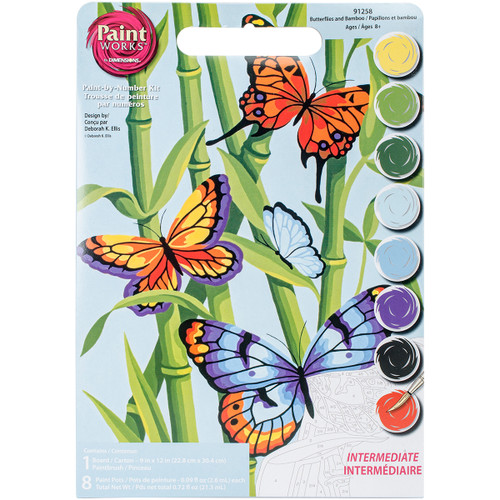 2 Pack Paint Works Paint By Number Kit 9"X12"-Butterflies & Bamboo 91258 - 088677912581