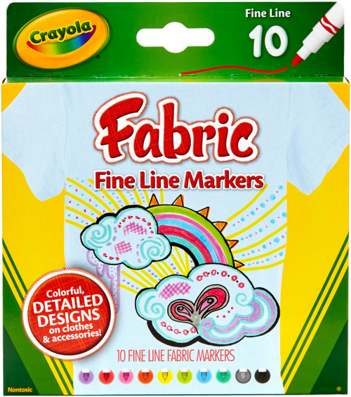 3 Pack Crayola Fine Line Fabric Markers-10/Pkg 58-8626 - 071662286262