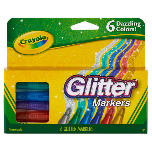 2 Pack Crayola Glitter Markers-Dazzling Colors 6/Pkg -58-8629 - 071662286293