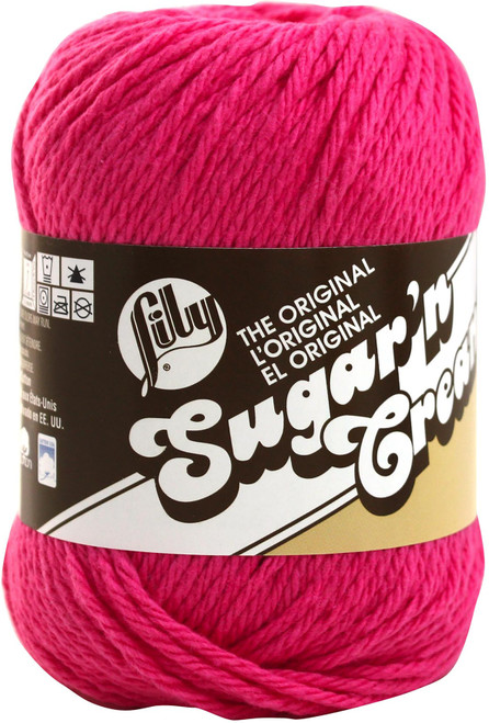 6 Pack Lily Sugar'n Cream Yarn Solids-Hot Pink 102001-1740 - 057355268760