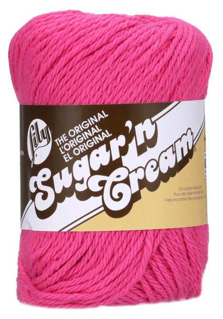 6 Pack - Lily Sugar'n Cream Yarn - Solids-Hot Pink - 102001-1740 - 057355268760