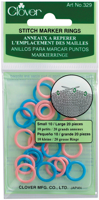 3 Pack Clover Stitch Marker Rings-Small/Large 30/Pkg 329-SL - 051221355172