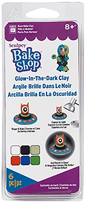 2 Pack Sculpey Bake Shop Oven-Bake Clay 1oz 6/Pkg-Glow-In-The-Dark K36110