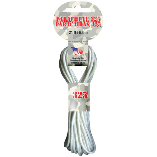 6 Pack - Pepperell Braiding Parachute Cord 3mmx21'-White - PARA2-101 - 725879308001