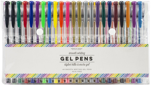American Crafts Gel Pens Pouch 48/Pkg-Rainbow Striped 353660 - 718813536608