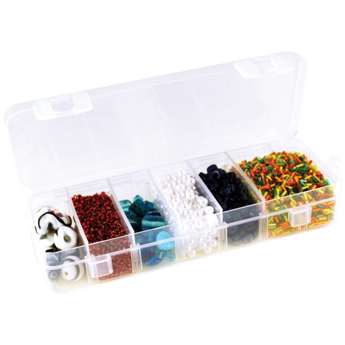 6 Pack Craft Medley Organizer Box W/Lid & 6 Dividers-6.75"X2.25"X1.1875" PB818
